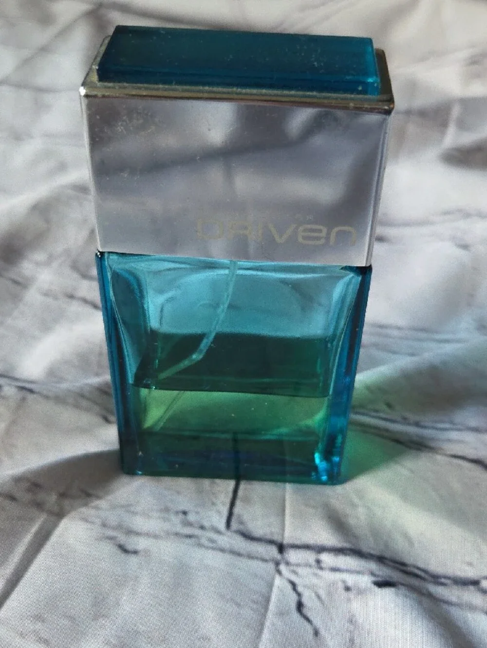 Avon Driven Men's Cologne Bottle in Teal Blue and Silver